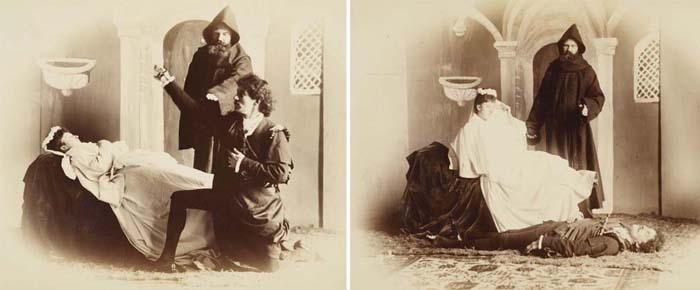 Живые картины «Ромео и Джульетта»: Принцесса Мод Уэльская (Джульетта), сэр Флитвуд Эдвардс (Ромео), Мориц Мютер (монах)
