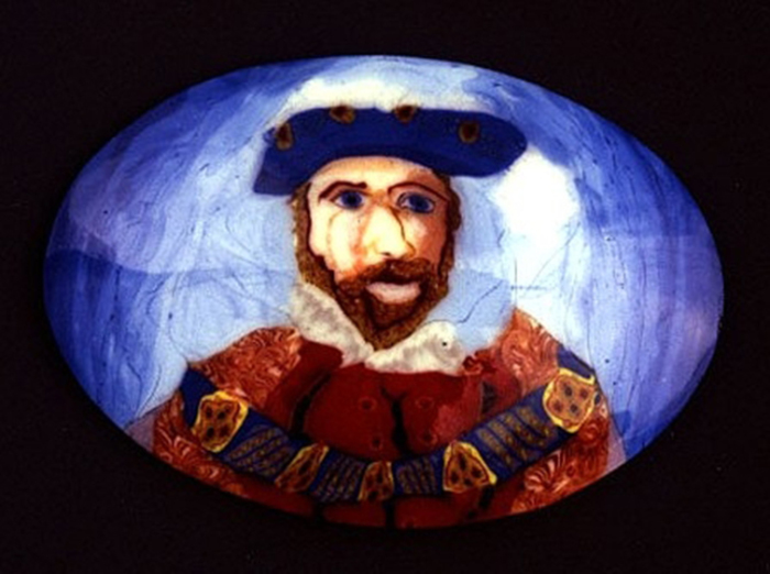 Лорен Стамп, муррина  с портретом Генриха VIII Тюдора — короля Англии и Ирландии