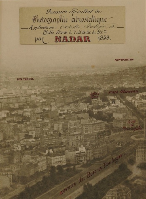 Феликс Надар. Панорама Парижа с воздуха, 1866 год