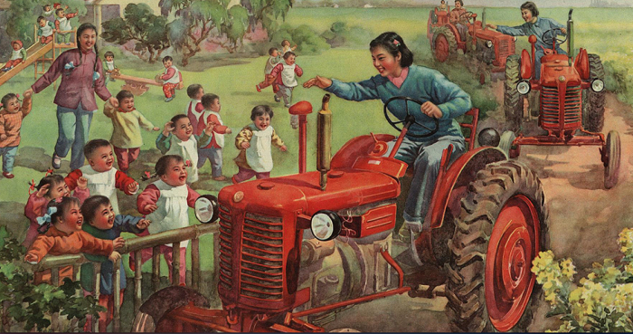 Девушки-трактористки – частый сюжет китайских плакатов середины XX века