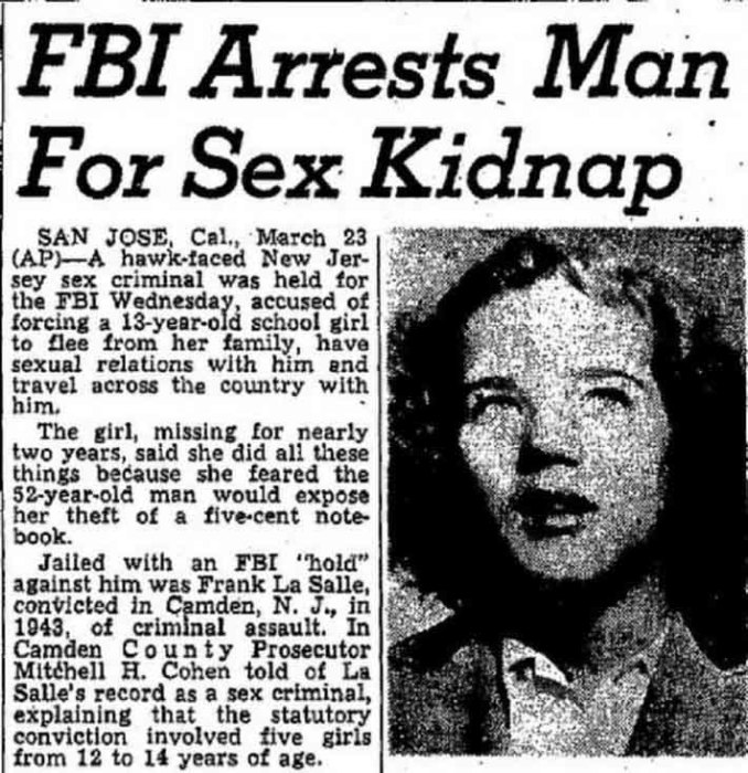 Газетная статья о похищении Салли Хорнер