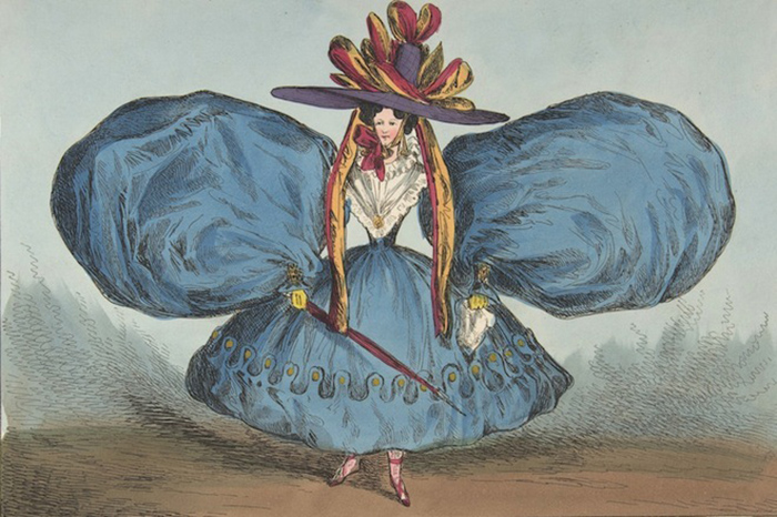 Любопытный крой рукавов. Карикатура Уильяма Хита. 1829 год