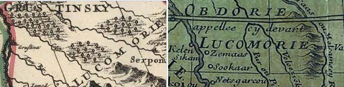 Фрагменты карт Московии и Татарии, составленные в 1685 и 1706 году 