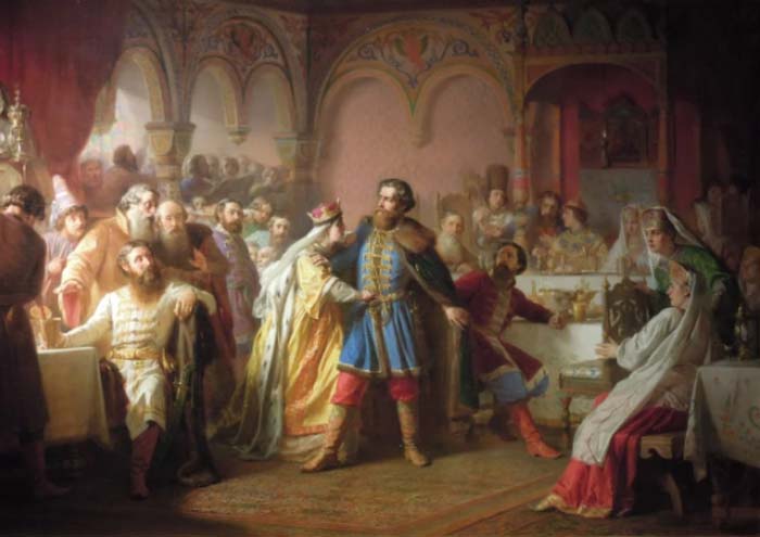 Картина на тему скандальной свадьбы В. П. Верещагина, 1861 год