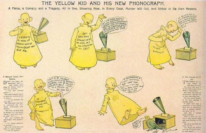 «Желтый малыш» - герой злободневных комиксов. Благодаря ему появилось выражение «желтая пресса».