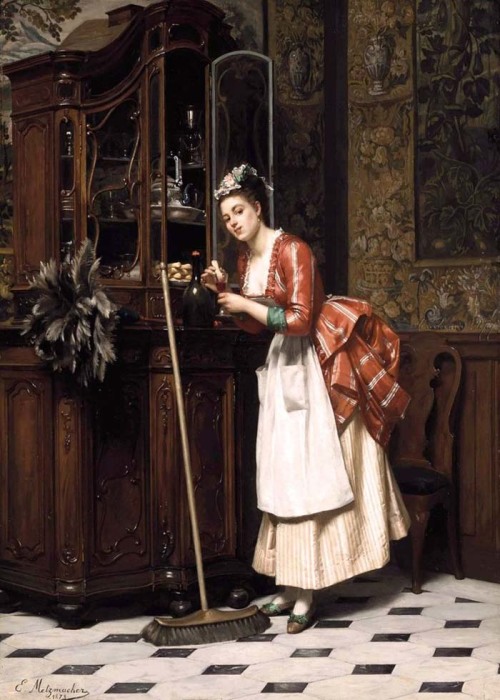 Эмиль Пьер Метцмахер, «Горничная у буфета», Франция,  конец XIX века