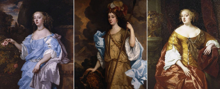 «Виндзорские красавицы»: Генриетта Бойл, графиня Рочестер, Барбара Вильерс, 1-я герцогиня Кливлендская; Анна Дигби, графиня Сандерленд