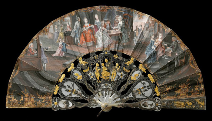 Голландия 1750-е гг. На веере сценки из городской жизни