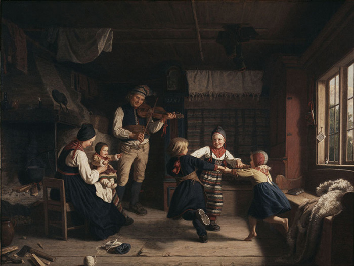 Амалия Линдегрен. Воскресный вечер в сельском доме, 1860