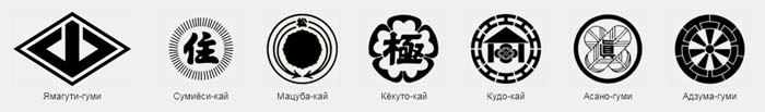 Современные эмблемы крупнейших кланов якудза