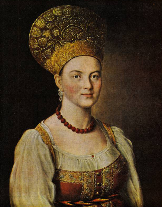 И. Аргунов, Портрет неизвестной в русском костюме, 1785