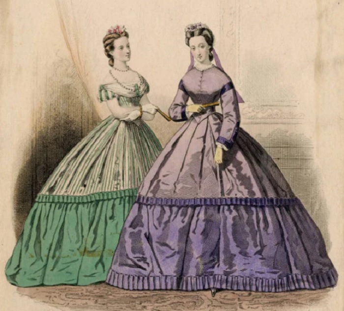 Модная гравюра из журнала "Petit Courrier des Dames", 1863