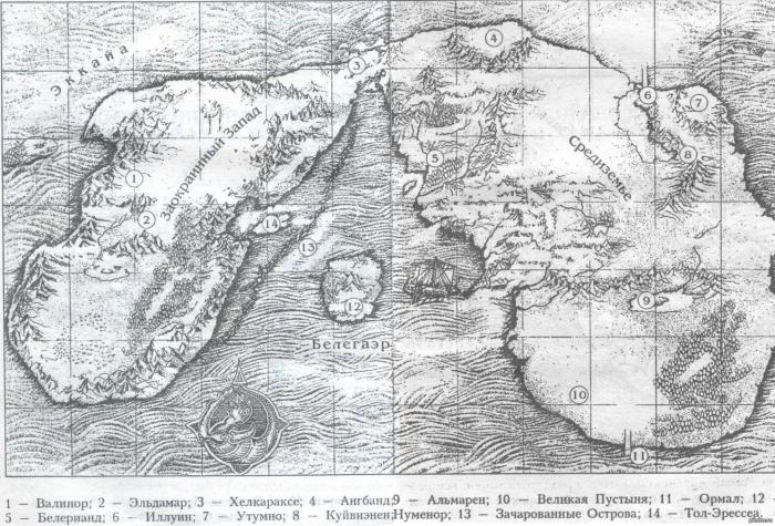 Карта Арды (по Толкину)