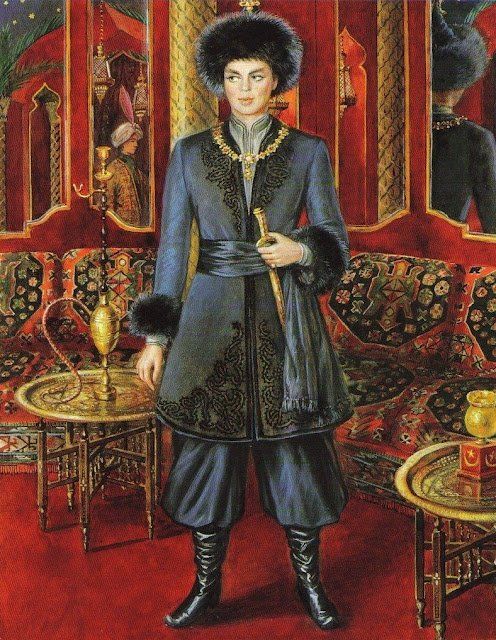 Барон де Реде в костюме принца Могула, созданном Пьером Карденом, рисунок Александра Серебрякова. / Фото: www.liveinternet.ru