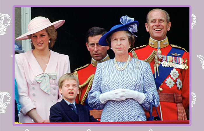 Леди Ди, Елизавета II и члены королевской семьи.