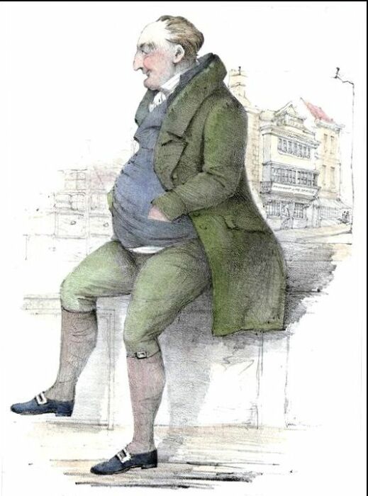 Джемс Вуд перед Gloucester Old Bank, гравюра Джорджа Роу. / Фото: www.wikipedia.org