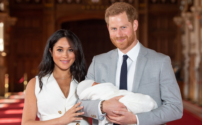 Принц Гарри с Меган Маркл и новорожденным сыном 