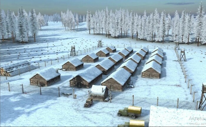 Исправительно-трудовой лагерь в Сибири. 