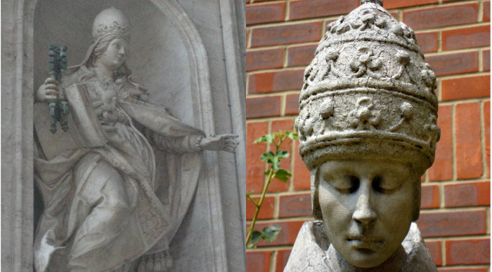 Мартин Лютер рассказывал, что во время паломничества в Рим видел статую папессы Иоанны (эти две статуи некоторые считают изображением Иоанны в головном уборе римских пап)