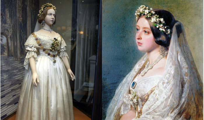 Когда королева Виктория умерла, она была похоронена со своей венчальной вуалью на ее лице, а свадебное платье как реликвия хранится в Кенсингтонском дворце