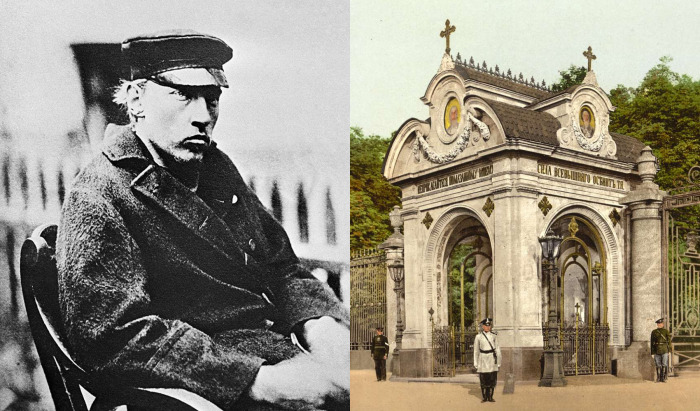 После неудавшегося покушения Дмитрия Каракозова (на фото слева) император возвел часовню (фото справа)