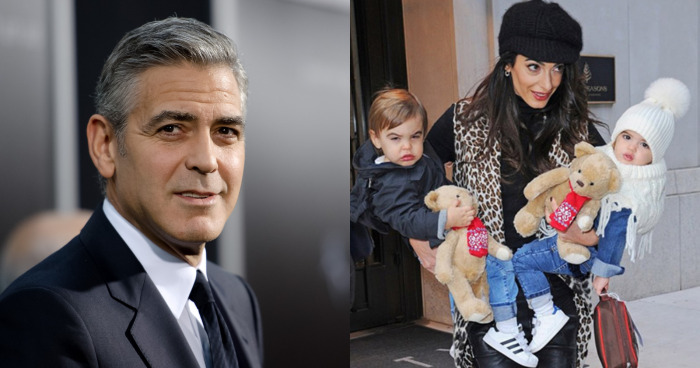 Джордж Клуни и его супруга Амаль Аламуддин с детьми