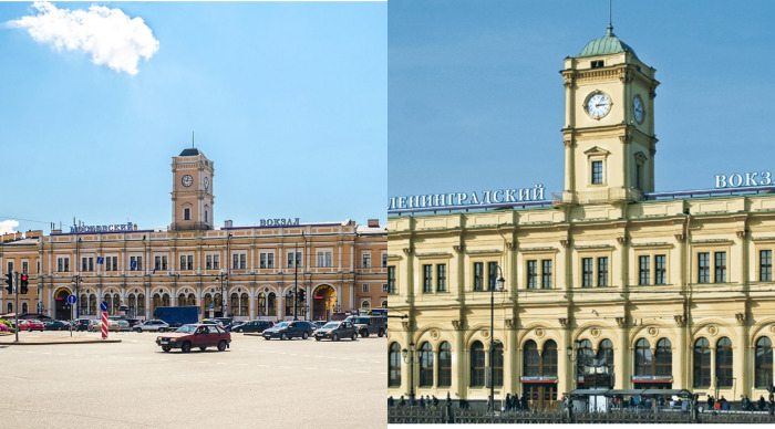Московский вокзал в Петербурге (фото слева) и Николаевский в Москве (фото справа) начинали строить одновременно, но закончили с разницей в два года