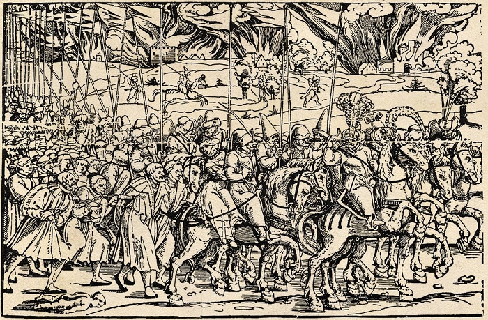 Татары с ясырем, гравюра Эрхарда Шена, 1530 год. / Фото: Wikimedia Commons