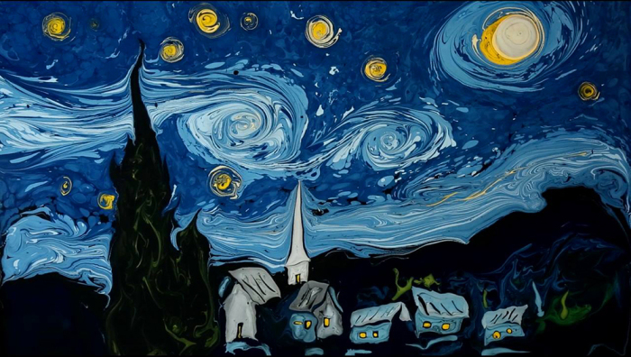 «Звездная ночь» Ван Гога в стиле Эбру / Фото: dogonews.com
