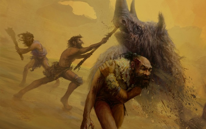Охота неандертальцев. Современный рисунок / Источник: twitter.com