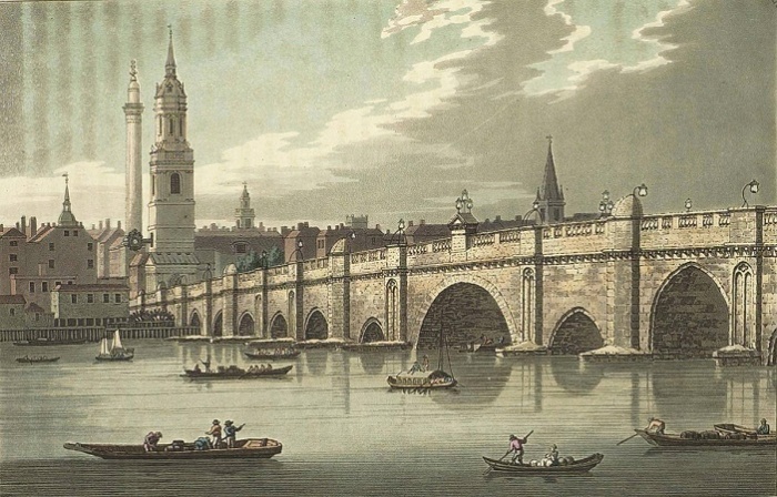 Лондонский мост через Темзу. Гравюра XVIII века , Источник: luctonshanghai.com