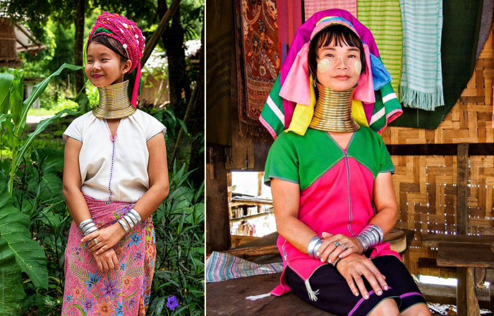 Длинношеии женщины Мьянмы.