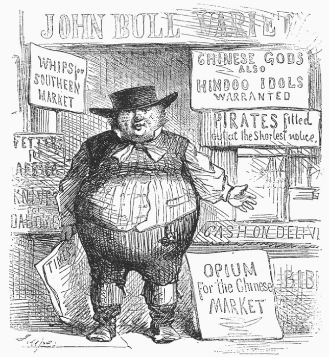 Карикатура на британского торговца опиумом, 1820-е годы / Фото: gutenberg.org