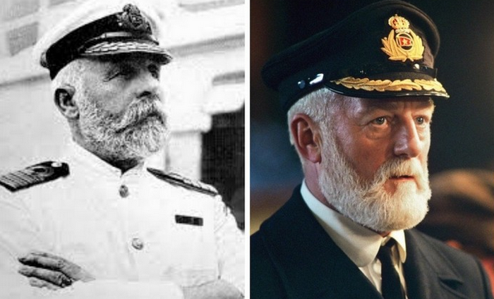 Капитана Титаника Эдварда Джона Смита сыграл актер Бернард Хилл.