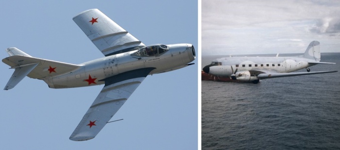 МиГ-15 и Douglas DC-3.