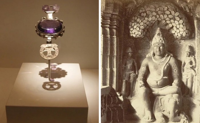 Фиолетовый аметист хранился до XIX века в храме Индры в Индии.