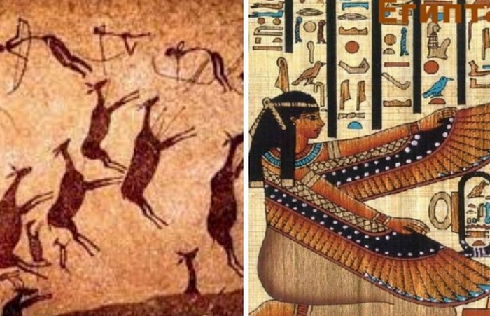 Искусство первобытных людей выливалось в рисунки на стенках пещер, в Древнем Египте активно развивались архитектура, живопись, изготовление украшений.