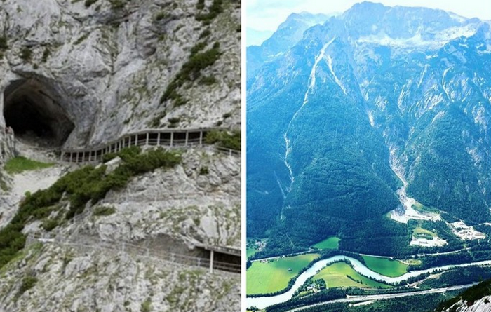 Вход в пещеру Айсризенвельт расположен на горе Хохкогель, что в Австрии.