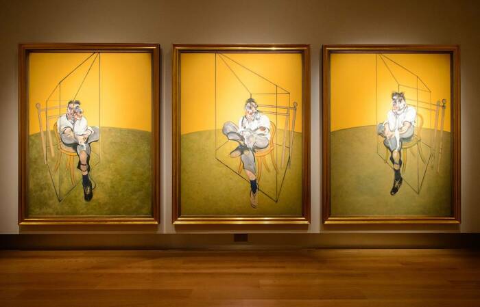 «Три наброска к портрету Люсьена Фрейда» (1969), Бэкон.