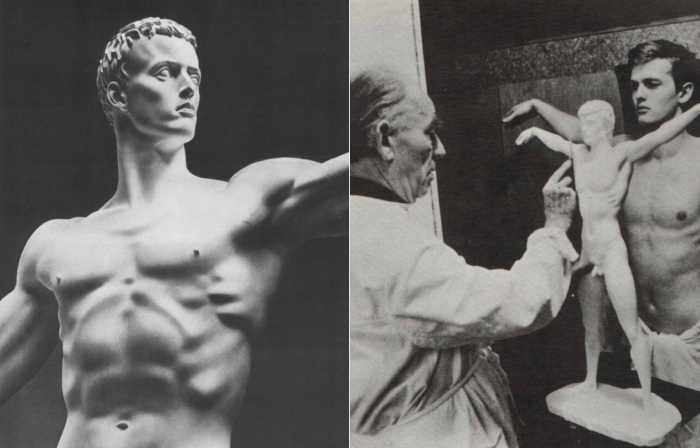 Скульптуры Арно Брекера воплощают античные представления о красоте человеческого тела.