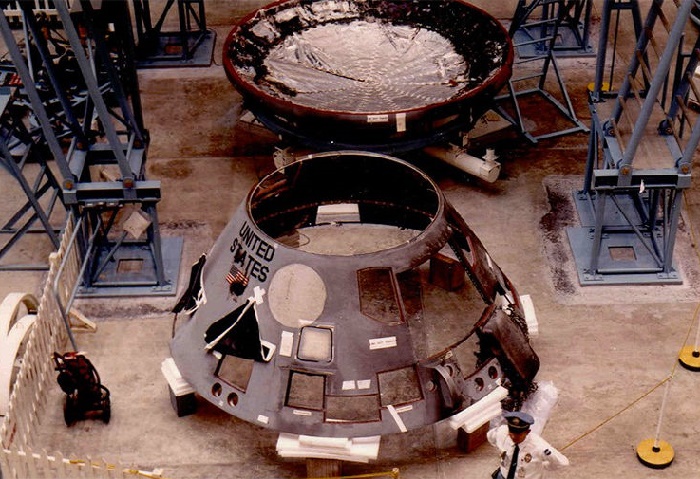 Сгоревший корпус модуля Apollo-1, в котором погибли трое астронавтов. / Фото: wikipedia.org