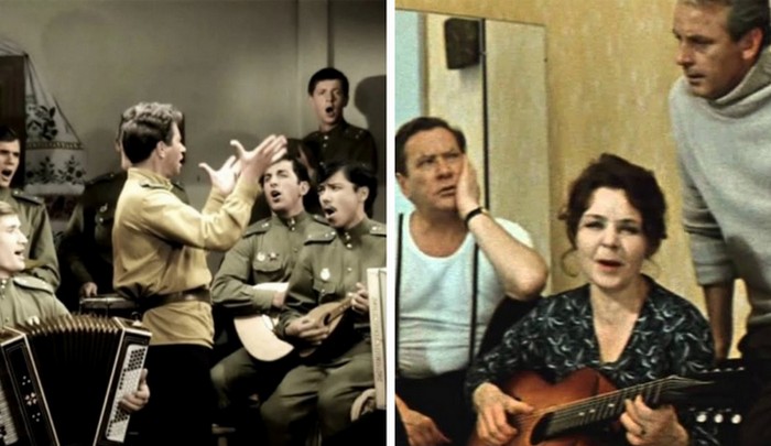 Советские люди с удовольствием пели песни, которые появились в военное время и после него.