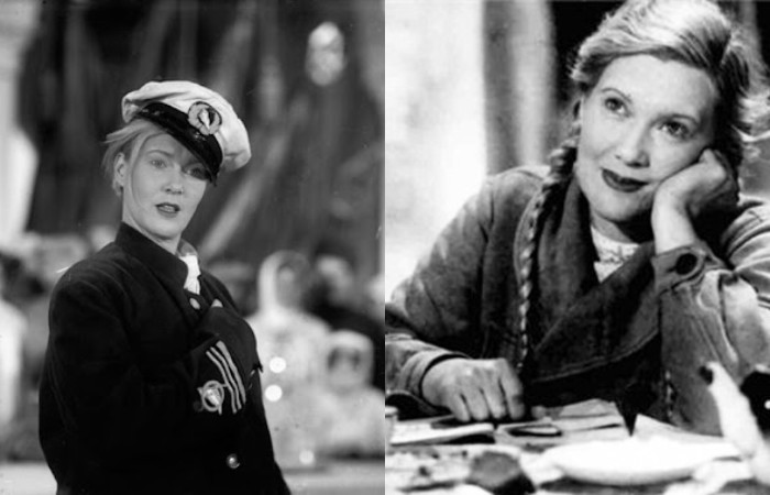 Любовь Орлова в фильмах «Волга-Волга» (1938 г) и «Светлый путь» (1940 г).