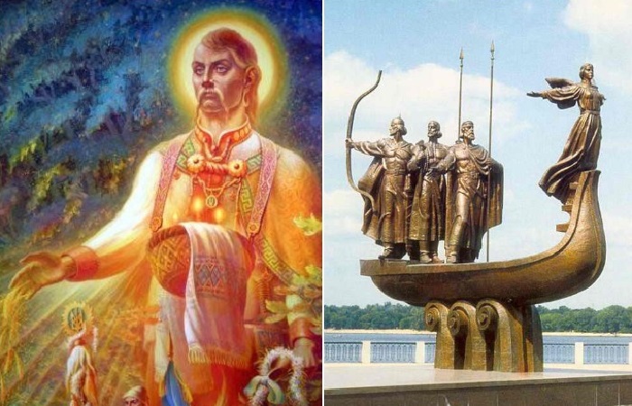 Орий — основатель земледелия / Памятник Кию, Щеку, Хориву и их сестре Лыбидь в Киеве.