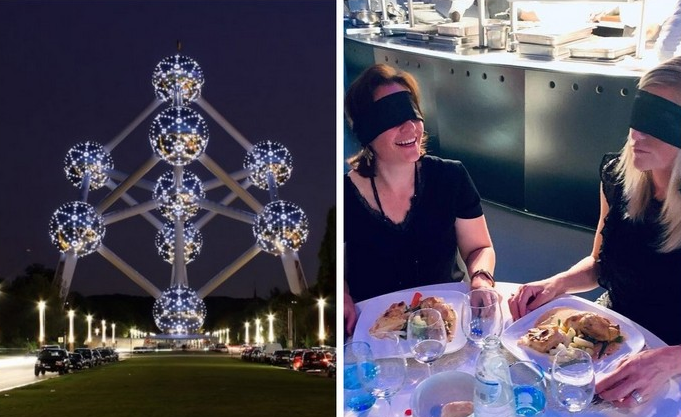 The Atomium restaurant offers guests not only a delicious menu for the blind, but also a stunning panoramic view of Brussels.