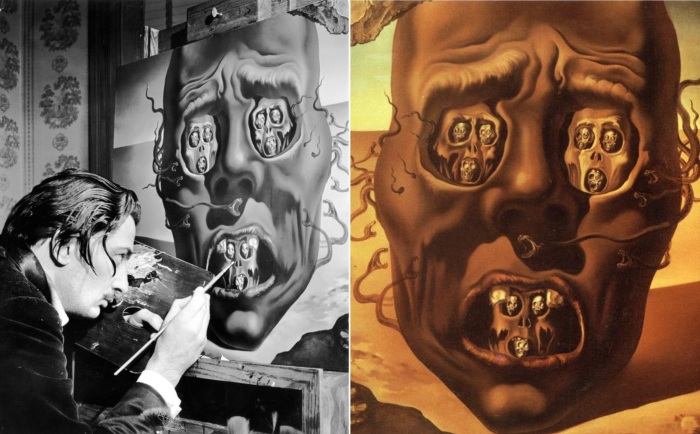Дали за созданием картины «Лицо войны» (1940).