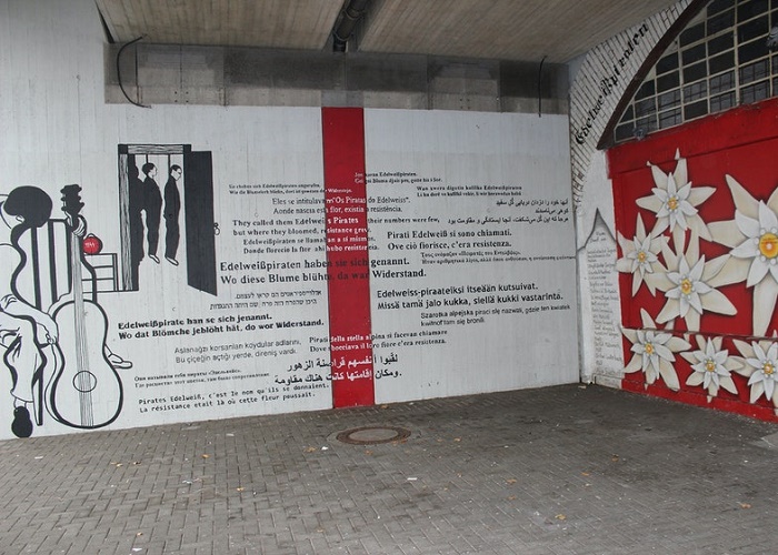 Памятное граффити рядом с местом казни «Пиратов Эдельвейса» в Кельне / Фото: facebook.com