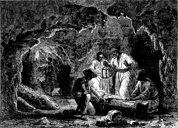 Находка мумии в пещере Египта. Иллюстрация, XVIII века / Фото: researchgate.net
