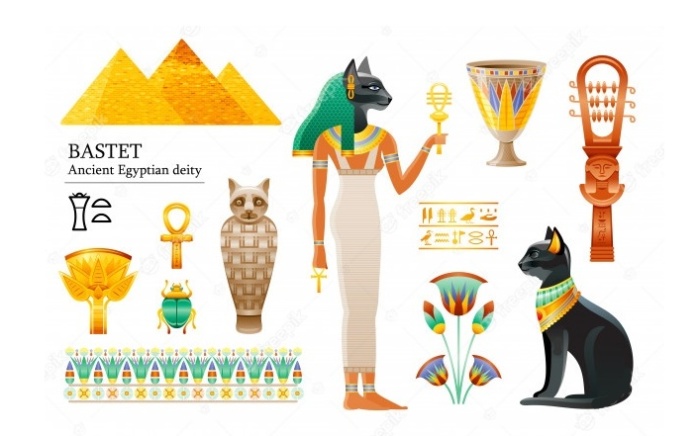Древнеегипетская богиня Бастет изображалась с головой кошки или же в виде этого животного / Фото: pinterest.com