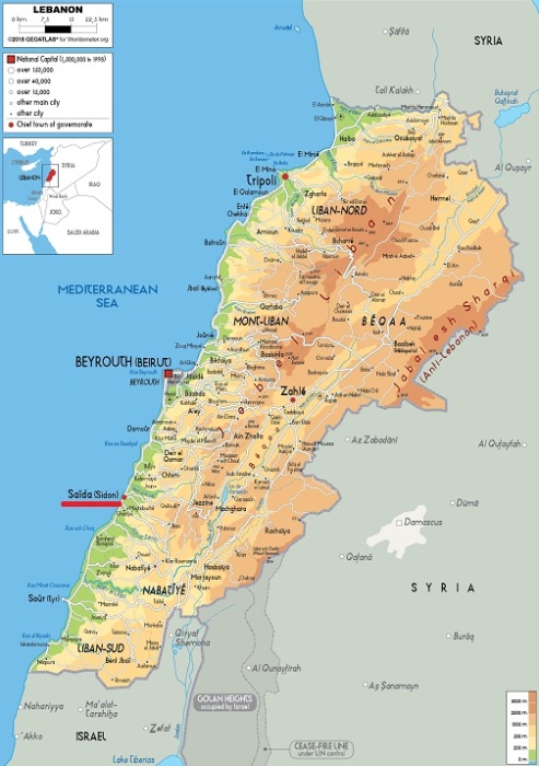 Город Сидон (сейчас Сайда) на карте Ливана / Источник: worldometers.info